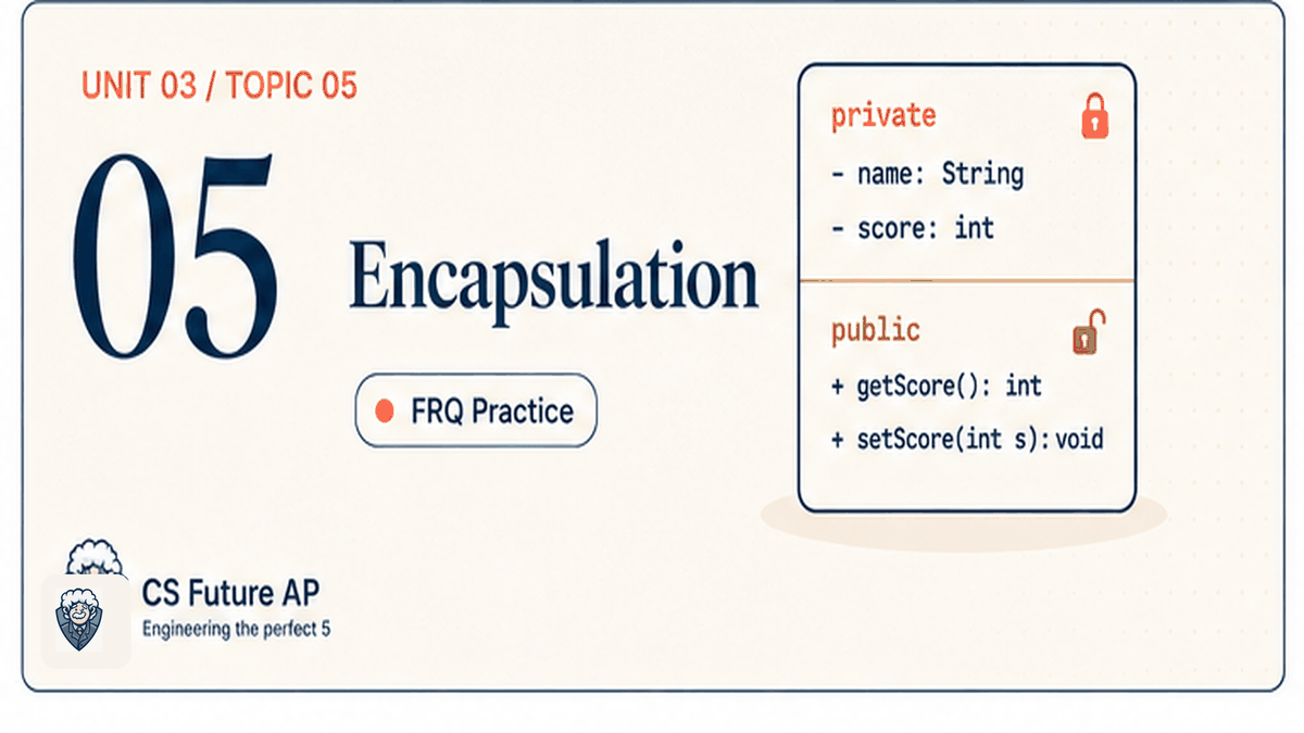 AP CSA Unit 03 Topic 05 Encapsulation FRQ Practice