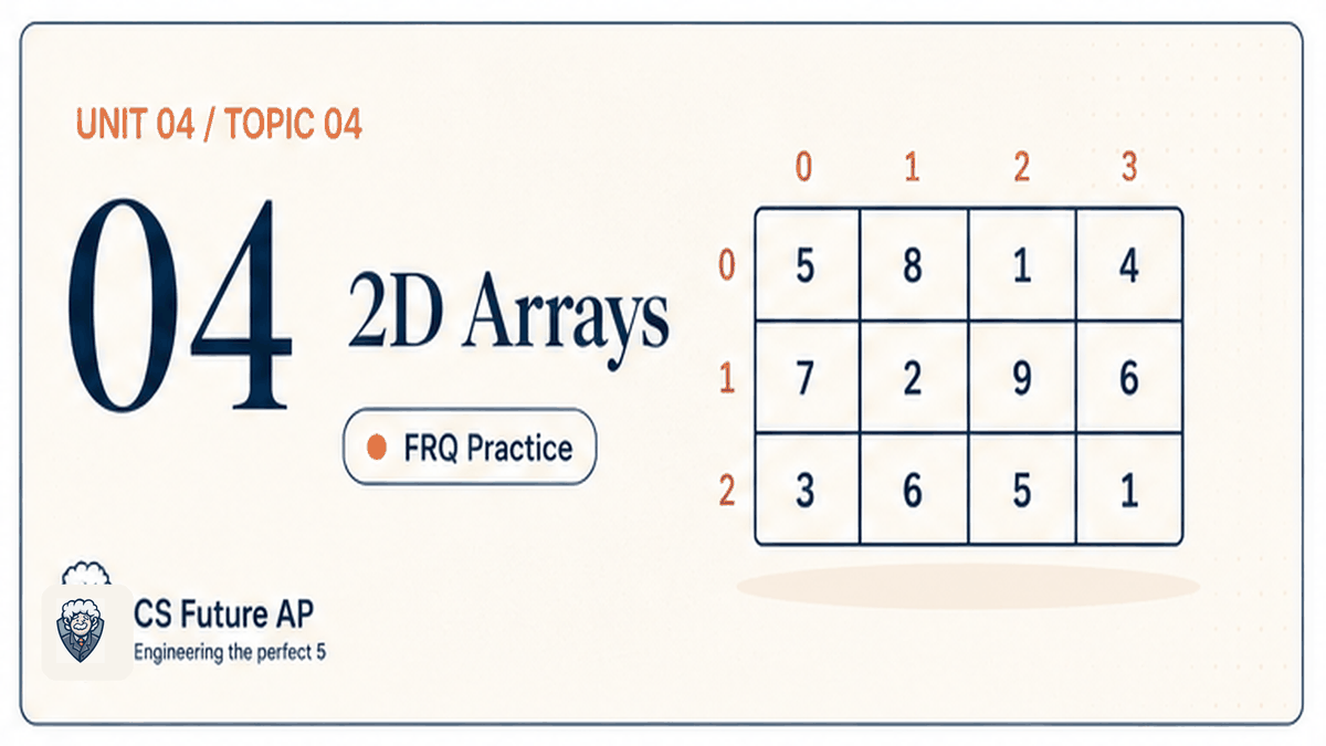 AP CSA Unit 04 Topic 04 2D Arrays FRQ Practice