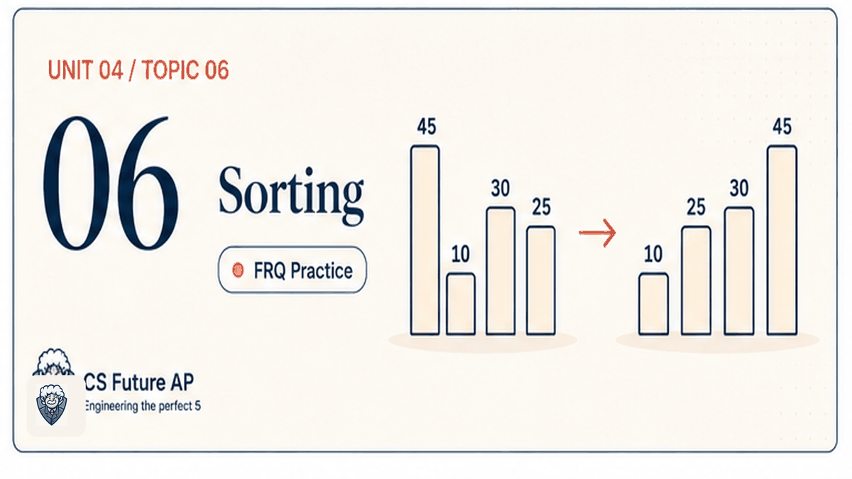 AP CSA Unit 04 Topic 06 Sorting FRQ Practice