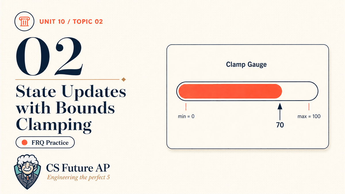 AP CSA Unit 10 Topic 02 State Updates with Bounds Clamping FRQ Practice