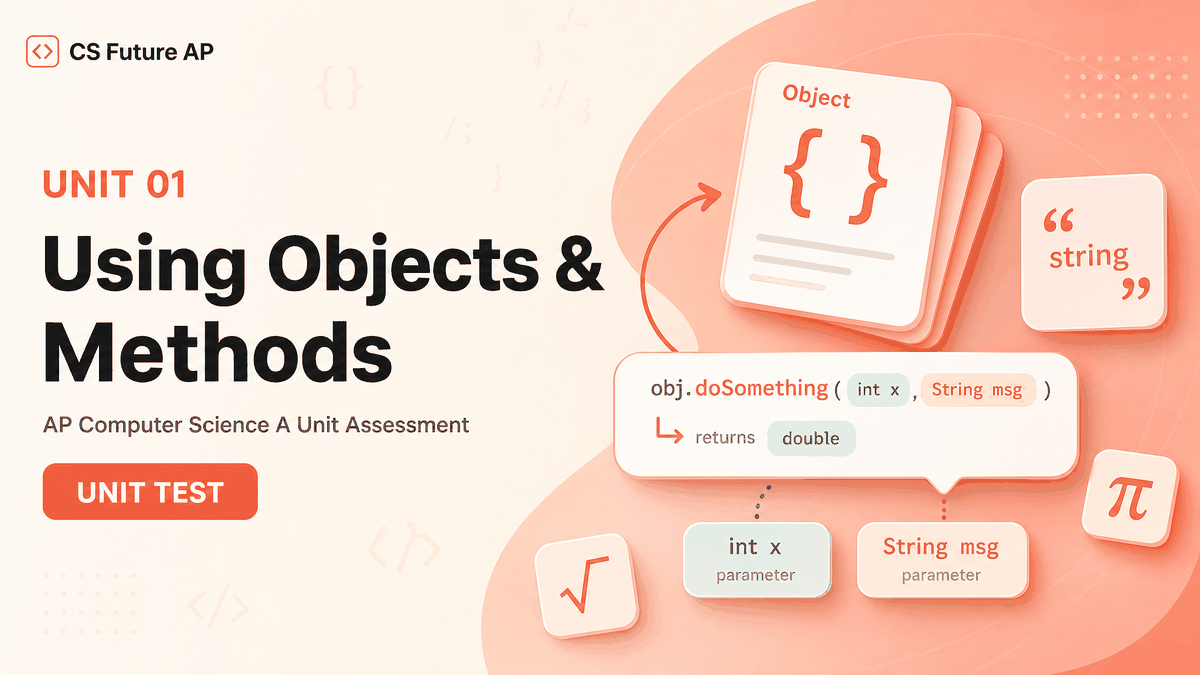 AP CS A Unit 1: Objects & Methods Mock Quiz