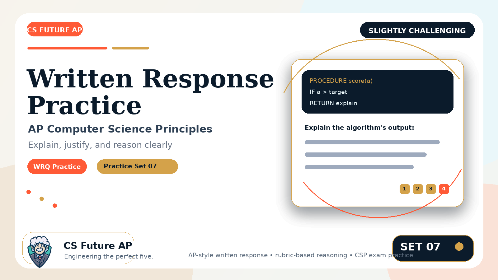AP CSP Written Response Practice Set 07 — Slightly Challenging