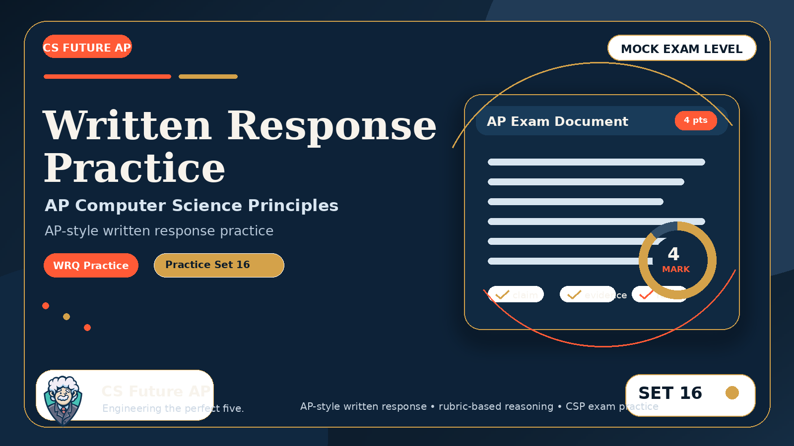 AP CSP Written Response Practice Set 16 — Mock Exam Level
