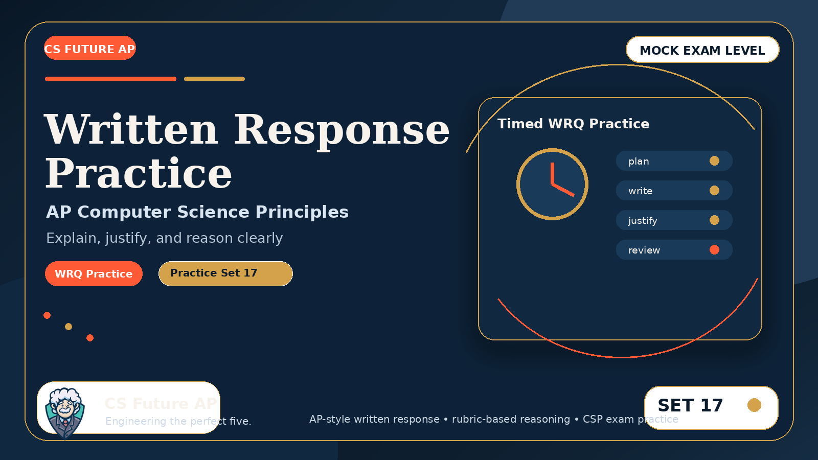 AP CSP Written Response Practice Set 17 — Mock Exam Level