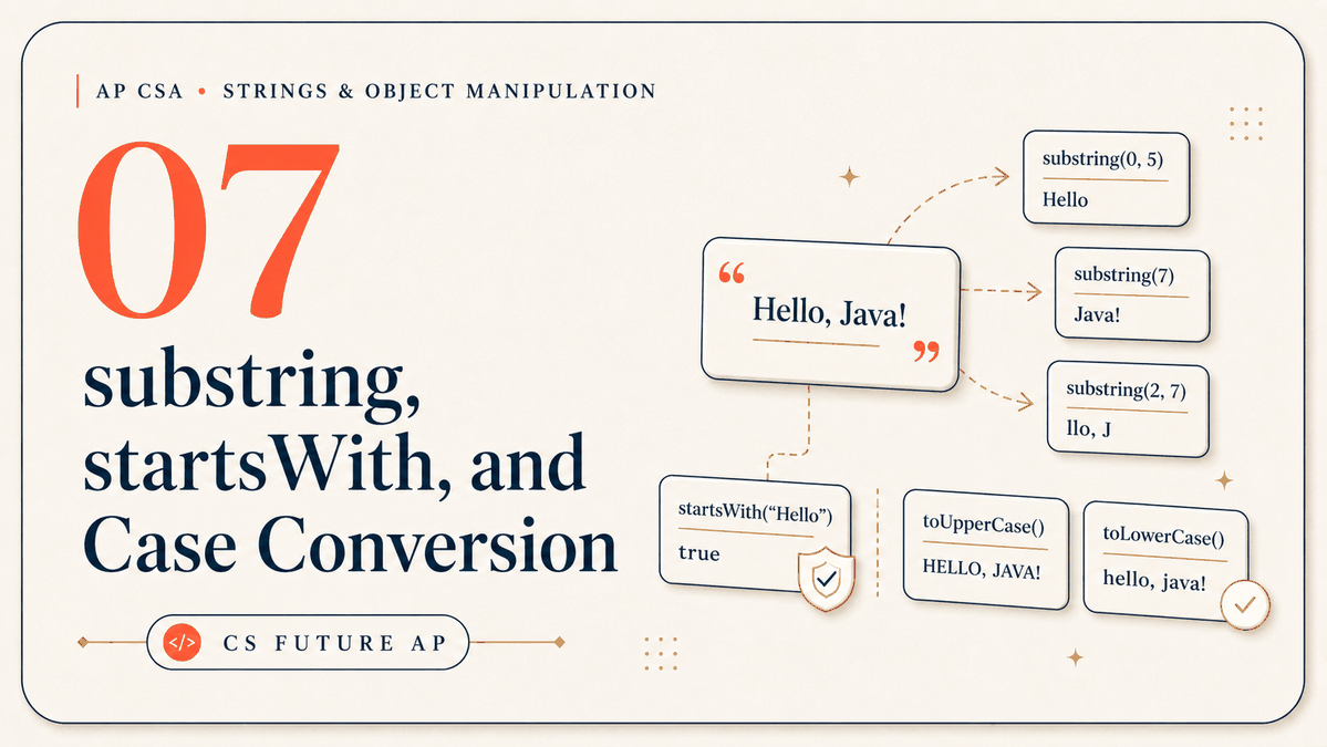substring, startsWith, and Case Conversion
